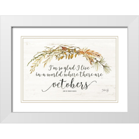 Octobers  White Modern Wood Framed Art Print with Double Matting by Rae, Marla