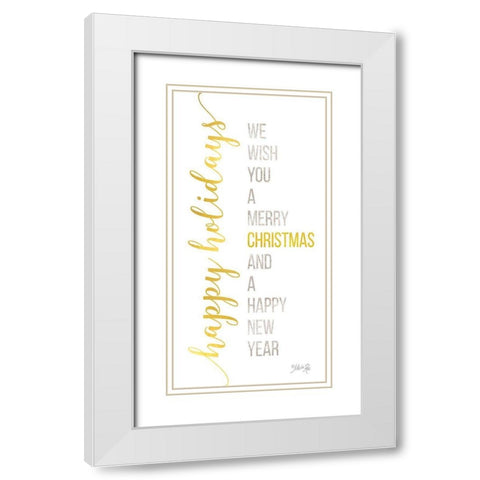 Happy Holidays White Modern Wood Framed Art Print with Double Matting by Rae, Marla