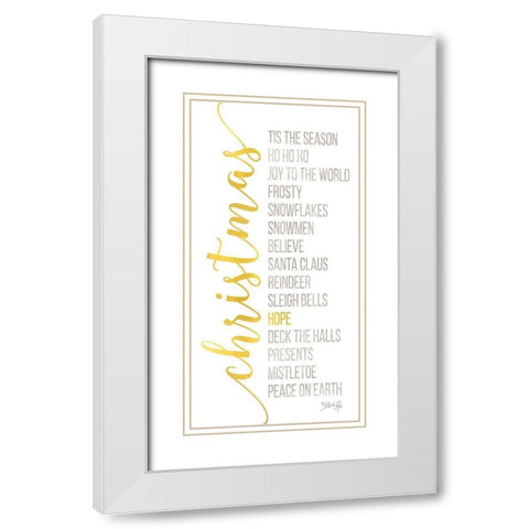 Christmas Sentiments White Modern Wood Framed Art Print with Double Matting by Rae, Marla