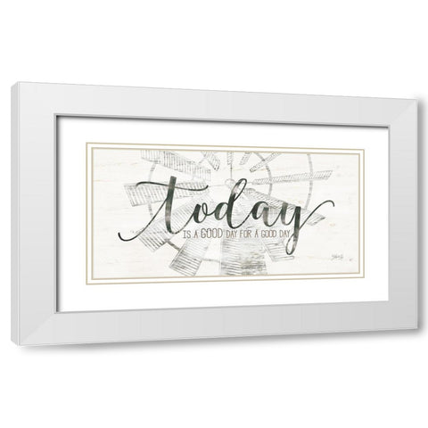 Good Day Windmill White Modern Wood Framed Art Print with Double Matting by Rae, Marla