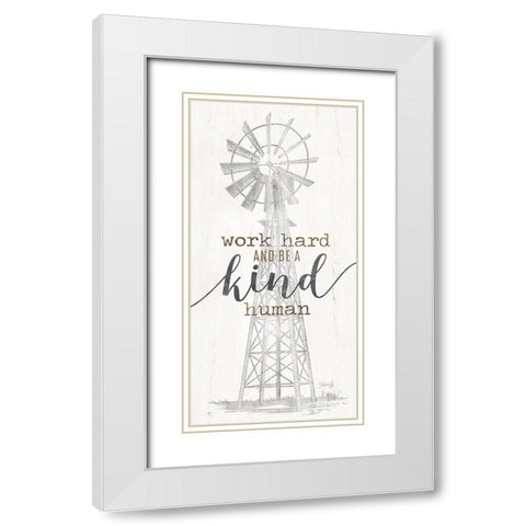 Be Kind Windmill White Modern Wood Framed Art Print with Double Matting by Rae, Marla