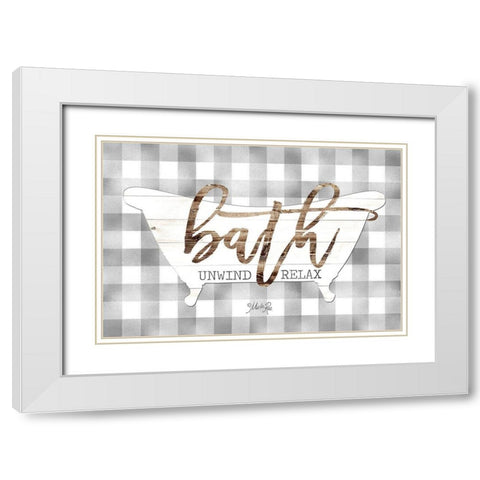 Bath - Unwind and Relax White Modern Wood Framed Art Print with Double Matting by Rae, Marla