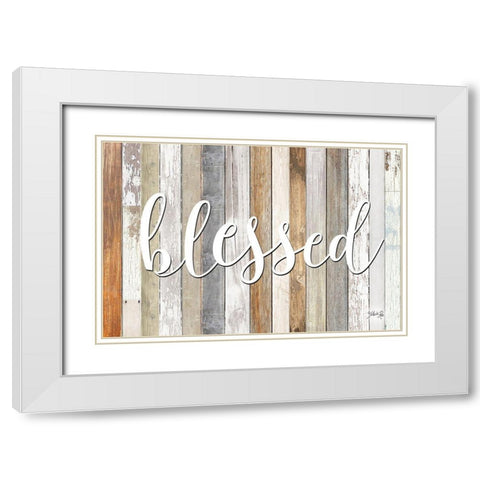 Blessed White Modern Wood Framed Art Print with Double Matting by Rae, Marla