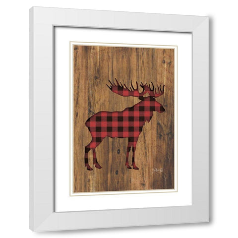 Buffalo Plaid Moose White Modern Wood Framed Art Print with Double Matting by Rae, Marla