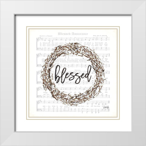 Blessed Assurance Bless Wreath White Modern Wood Framed Art Print with Double Matting by Rae, Marla