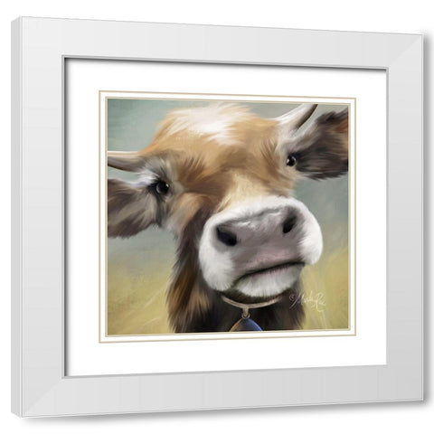 Up Close Moomoo White Modern Wood Framed Art Print with Double Matting by Rae, Marla