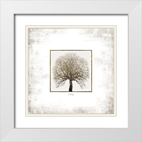Tree Squared White Modern Wood Framed Art Print with Double Matting by Rae, Marla