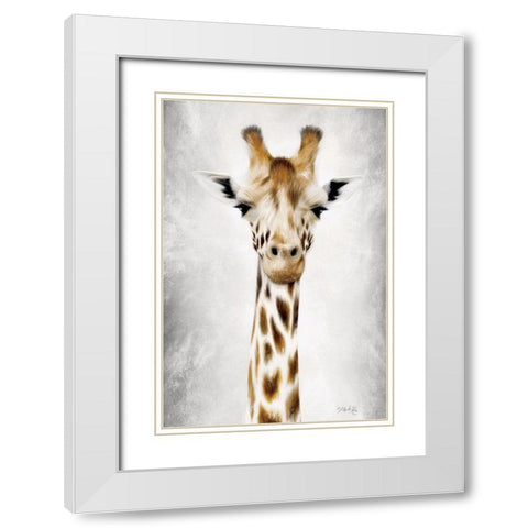 Geri the Giraffe Up Close White Modern Wood Framed Art Print with Double Matting by Rae, Marla