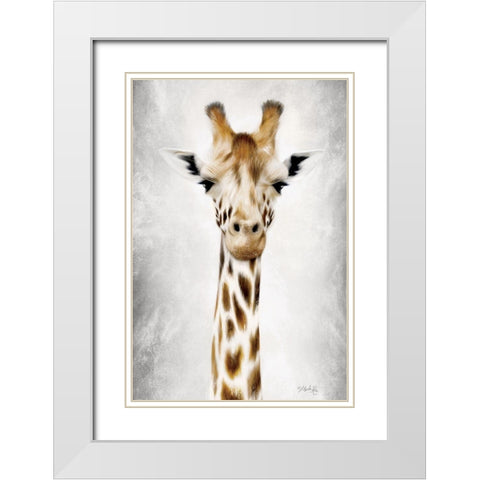 Geri the Giraffe Up Close White Modern Wood Framed Art Print with Double Matting by Rae, Marla
