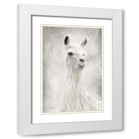 Lulu the Llama Up Close White Modern Wood Framed Art Print with Double Matting by Rae, Marla