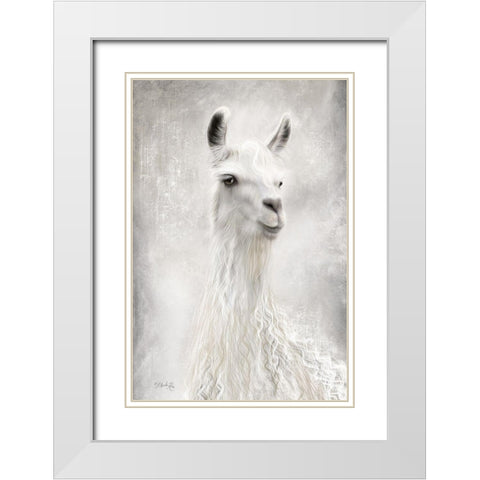 Lulu the Llama Up Close White Modern Wood Framed Art Print with Double Matting by Rae, Marla
