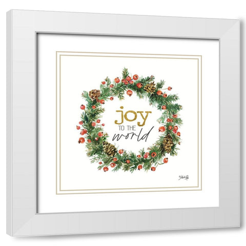 Joy to the World    White Modern Wood Framed Art Print with Double Matting by Rae, Marla