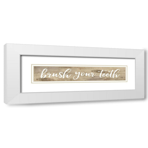 Brush Your Teeth White Modern Wood Framed Art Print with Double Matting by Rae, Marla