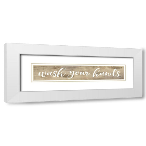 Wash Your Hands White Modern Wood Framed Art Print with Double Matting by Rae, Marla
