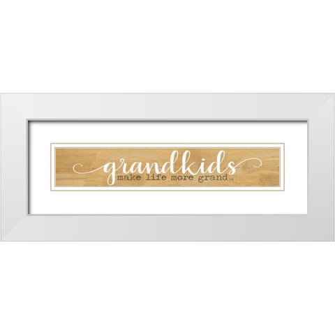 Grandkids White Modern Wood Framed Art Print with Double Matting by Rae, Marla