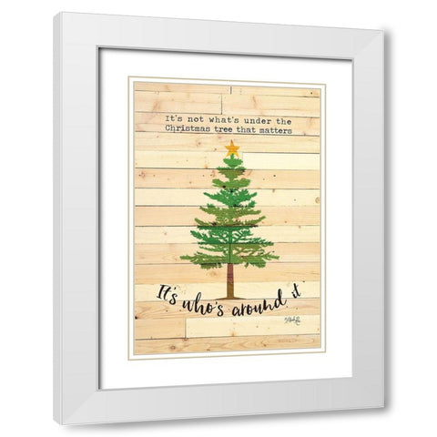 Under the Christmas Tree White Modern Wood Framed Art Print with Double Matting by Rae, Marla