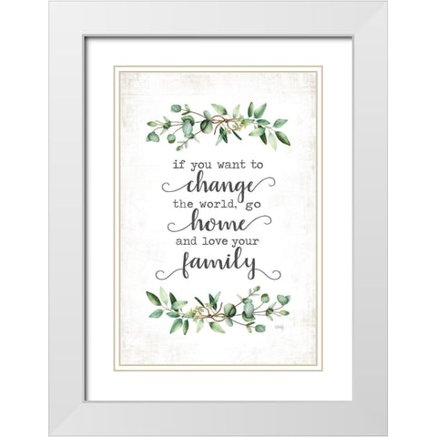 Love Your Family    White Modern Wood Framed Art Print with Double Matting by Rae, Marla