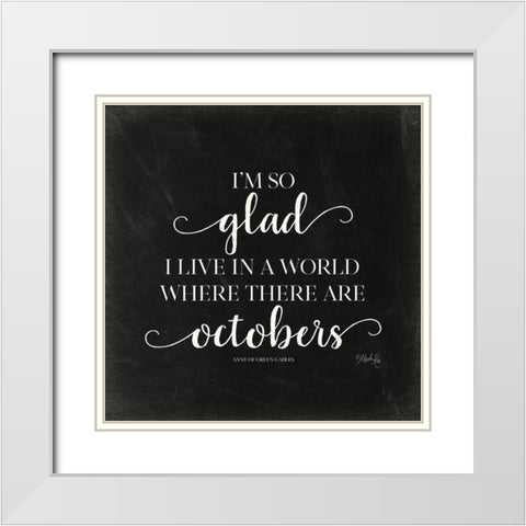 Octobers White Modern Wood Framed Art Print with Double Matting by Rae, Marla