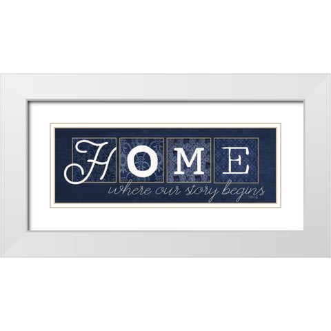 Home Where Our Story Begins White Modern Wood Framed Art Print with Double Matting by Rae, Marla