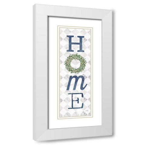 Home with Eucalyptus Wreath II White Modern Wood Framed Art Print with Double Matting by Rae, Marla