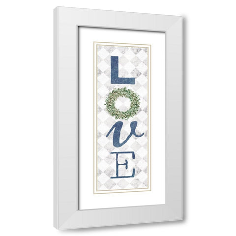 Love with Eucalyptus Wreath II White Modern Wood Framed Art Print with Double Matting by Rae, Marla