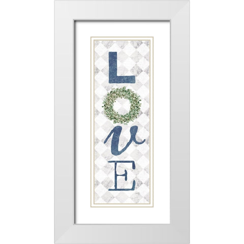 Love with Eucalyptus Wreath II White Modern Wood Framed Art Print with Double Matting by Rae, Marla