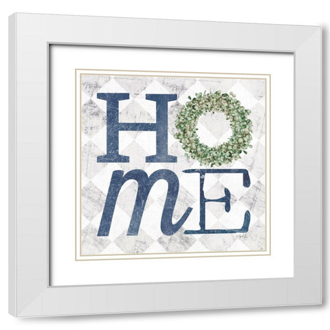 Home with Eucalyptus Wreath III White Modern Wood Framed Art Print with Double Matting by Rae, Marla
