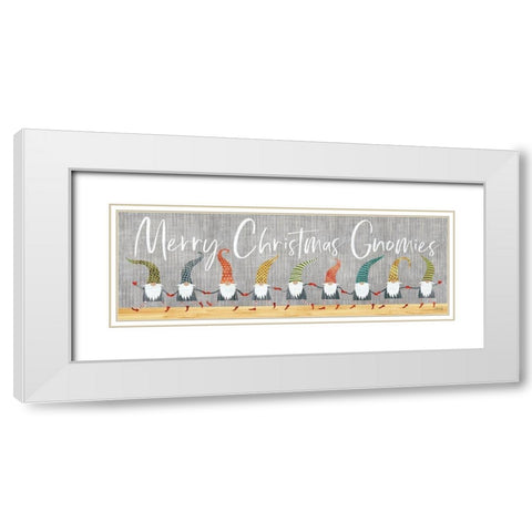 Merry Christmas Gnomies White Modern Wood Framed Art Print with Double Matting by Rae, Marla
