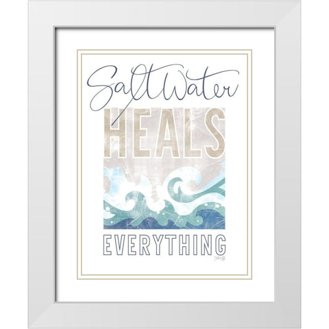 Saltwater Heals Everything White Modern Wood Framed Art Print with Double Matting by Rae, Marla