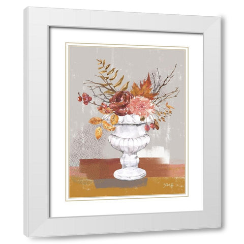 Fall Floral I White Modern Wood Framed Art Print with Double Matting by Rae, Marla