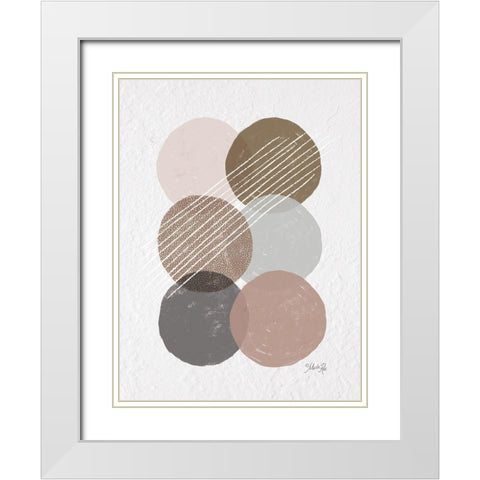 Circle Stack Abstract White Modern Wood Framed Art Print with Double Matting by Rae, Marla