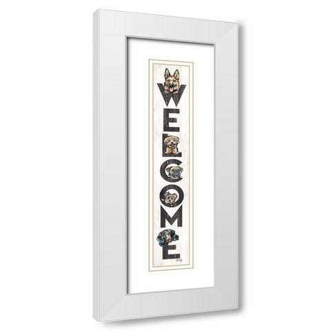 Welcome Dogs White Modern Wood Framed Art Print with Double Matting by Rae, Marla