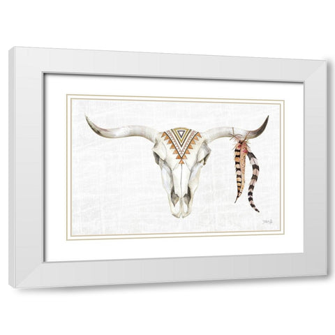 Tribal Skull I White Modern Wood Framed Art Print with Double Matting by Rae, Marla