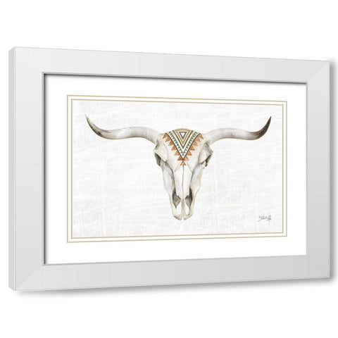 Tribal Skull III White Modern Wood Framed Art Print with Double Matting by Rae, Marla