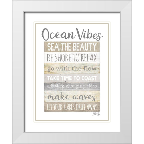 Ocean Vibes White Modern Wood Framed Art Print with Double Matting by Rae, Marla