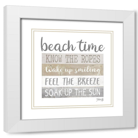 Beach Time White Modern Wood Framed Art Print with Double Matting by Rae, Marla