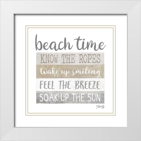 Beach Time White Modern Wood Framed Art Print with Double Matting by Rae, Marla