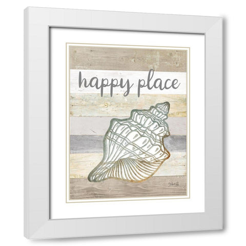 Happy Place Shell White Modern Wood Framed Art Print with Double Matting by Rae, Marla