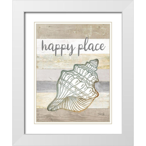 Happy Place Shell White Modern Wood Framed Art Print with Double Matting by Rae, Marla