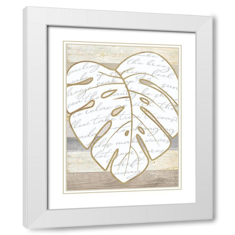 Coastal Leaf I White Modern Wood Framed Art Print with Double Matting by Rae, Marla