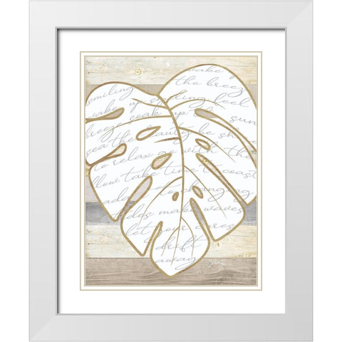 Coastal Leaf I White Modern Wood Framed Art Print with Double Matting by Rae, Marla