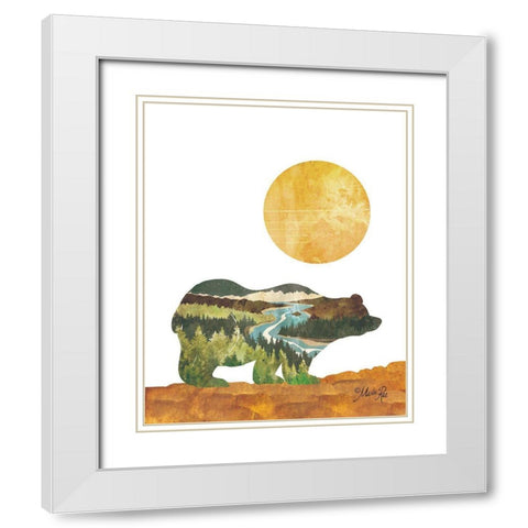 Forest Bear White Modern Wood Framed Art Print with Double Matting by Rae, Marla