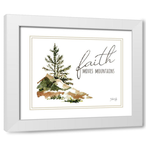 Faith Moves Mountains White Modern Wood Framed Art Print with Double Matting by Rae, Marla