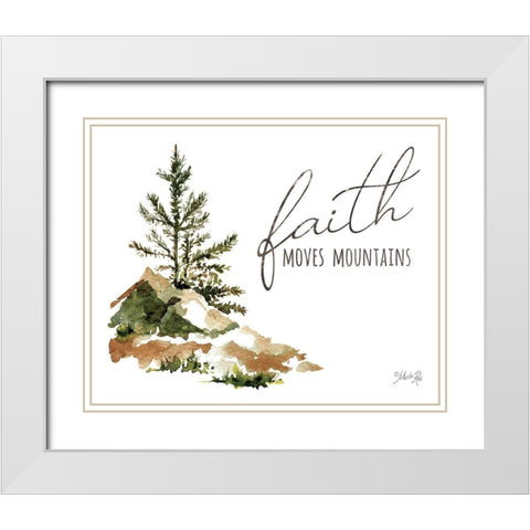 Faith Moves Mountains White Modern Wood Framed Art Print with Double Matting by Rae, Marla