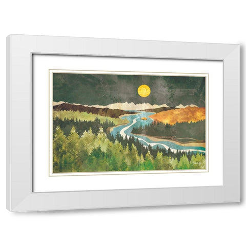 Mountain Moonlight White Modern Wood Framed Art Print with Double Matting by Rae, Marla