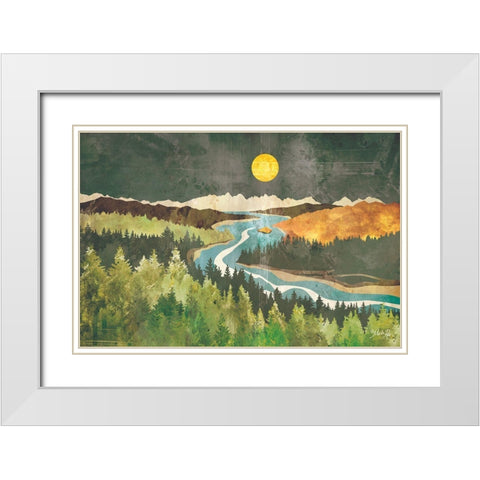 Mountain Moonlight White Modern Wood Framed Art Print with Double Matting by Rae, Marla