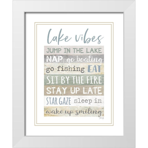 Lake Vibes White Modern Wood Framed Art Print with Double Matting by Rae, Marla