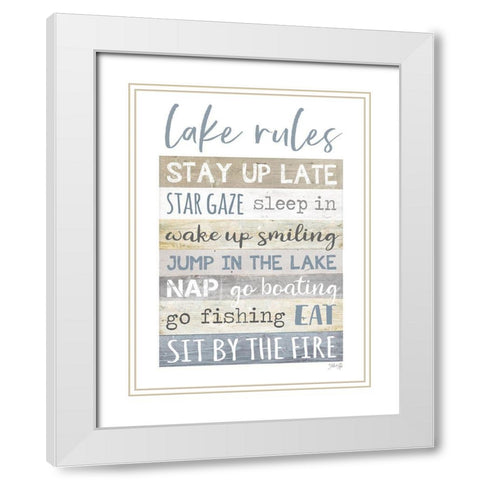 Lake Rules White Modern Wood Framed Art Print with Double Matting by Rae, Marla