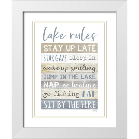 Lake Rules White Modern Wood Framed Art Print with Double Matting by Rae, Marla