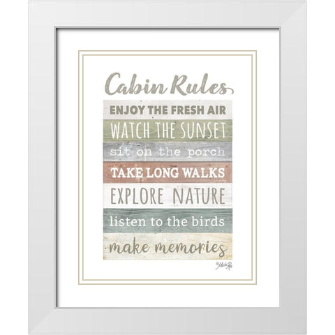 Cabin Rules    White Modern Wood Framed Art Print with Double Matting by Rae, Marla